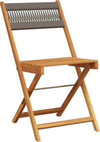 vidaXL Σετ Επίπλων Bistro 3 τεμ.Γκρι Πολυπροπυλένιο/Μασίφ Ξύλο