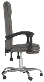 vidaXL Καρέκλα Γραφείου Ανακλινόμενη Γκρι Συνθετικό δέρμα