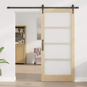 vidaXL Συρόμενη Πόρτα με Σετ Υλικών 93x202 εκ. Μασίφ Ξύλο Πεύκου
