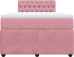 vidaXL Κρεβάτι Boxspring με Στρώμα Ροζ 120x200 εκ. Βελούδινο