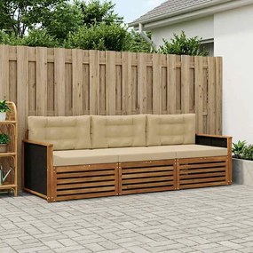 vidaXL Σειρά Καναπέ Εξωτερικού 3 pcs Φυσικό και Μπεζ Πολυεστέρας