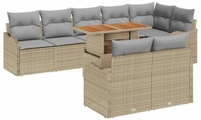vidaXL Σετ Καναπέ Κήπου με αποθήκευση 9 pcs Μπεζ Πολυ ράταν