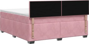 vidaXL Κρεβάτι box spring με στρώμα Ροζ 160 x 200 cm Βελούδο