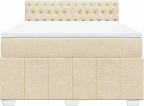 vidaXL Κρεβάτι Boxspring με Στρώμα Κρεμ 160x200 εκ. Υφασμάτινο