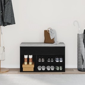 vidaXL Παγκάκι Μαύρο Δρύς 60x30x45 εκ. Φτιαγμένο από Μηχανικά Ξύλα