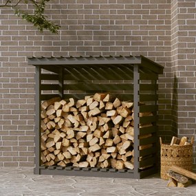 vidaXL Ραφιέρα Καυσόξυλων Γκρι 108x73x108 εκ. από Μασίφ Ξύλο Πεύκου