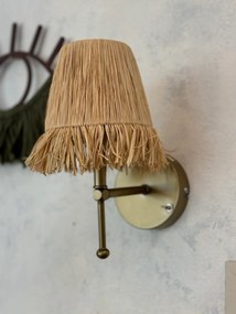 Stewehome Σετ 2 Τεμ. Boho Ραφιά Σάκακλι Ελ Γιαπιμί Απλικ Εσκίτμε Γκολντ Led 30x24 cm
