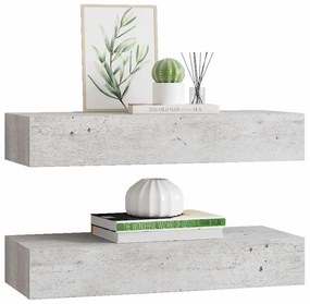 vidaXL Ράφια Τοίχου Συρτάρια 2 τεμ. Γκρι Σκυρ. 60x23,5x10 εκ από MDF