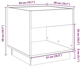 Κομοδίνο Άπειρο Φως LED Καφέ Δρυς 50x50x50 εκ. - Καφέ