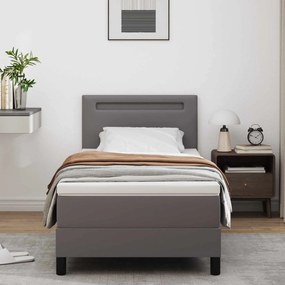 vidaXL Κρεβάτι με ελατήρια με στρώμα Γκρι 90 x 190 cm Τεχνητό δέρμα