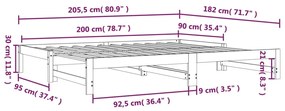 Καναπές Κρεβάτι Συρόμενος Μελί 2x(90x200) εκ. από Μασίφ Πεύκο - Καφέ