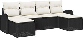 vidaXL Σετ Καναπέ Κήπου με μαξιλάρι 6 pcs Μαύρο Πολυ Ρατάν