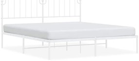 vidaXL Πλαίσιο Κρεβατιού με Κεφαλάρι Λευκό 183 x 213 εκ. Μεταλλικό