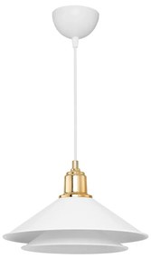 GloboStar® FERRO 203-0268 Μοντέρνο Κρεμαστό Φωτιστικό Καμπάνα Μονόφωτο 1 x E27 IP20 Λευκό & Χρυσό Πλαστικό - Μ30 x Π30 x Υ19cm
