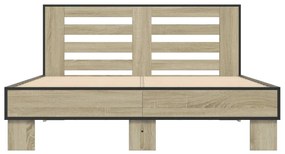 vidaXL Πλαίσιο Κρεβατιού Sonoma Δρυς 140x190 εκ. Επεξ. Ξύλο &amp; Μέταλλο