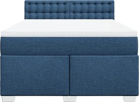 vidaXL Κρεβάτι Boxspring με Στρώμα Μπλε 140x200 εκ. Υφασμάτινο