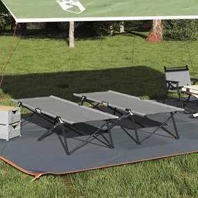 vidaXL Αναδιπλούμενο Κρεβάτι Κάμπινγκ 2 pcs Γκρι 206 x 76 x 74 εκ