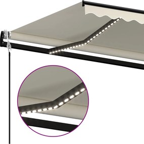 vidaXL Αναδιπλούμενη τέντα Κρεμ 400 x 350 εκ Πολυεστέρας