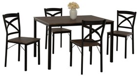 Τραπεζαρία (Σετ 5Τμχ) Goose HM9530.01 120x80x75cm Walnut-Black 4 Θέσεων Mdf, Metal