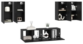 vidaXL Σετ επίπλου τηλεόρασης με ράφι 6 pcs Μαύρη Δρυς 60 x 30 x 30 cm