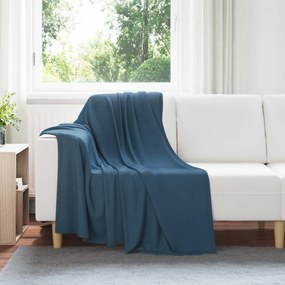 vidaXL Κουβέρτα Σκούρο μπλε 170 x 130 εκ. Μαλλί