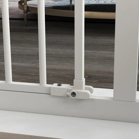 Dog Door Gate Barrier Pet Gate Metal Plastic 74-80/87-94cm Λευκό