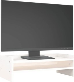 vidaXL Βάση Οθόνης Λευκή 50x24x16 εκ. από Μασίφ Ξύλο Πεύκου