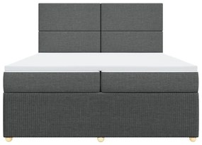 Κρεβάτι Boxspring με Στρώμα Σκούρο Γκρι 200x200 εκ. Υφασμάτινο - Γκρι