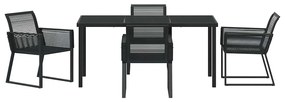 vidaXL Σέτ φαγητού για κήπο 5 pcs Μαύρο Χάλυβας με επίστρωση πούδρας