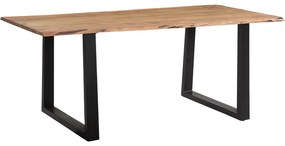 Τραπέζι Slim pakoworld μασίφ ξύλο ακακίας καρυδί-πόδι μαύρο 200x100x75.6εκ