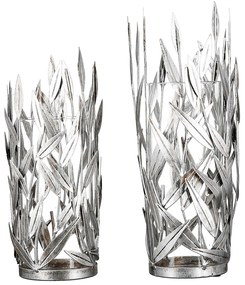 Κηροπήγιο ArteLibre Φυλλωσιά Αντικέ Ασημί Μέταλλο 43cm