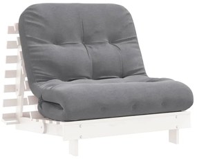 vidaXL Καναπές Κρεβάτι Futon με Στρώμα 80x206x11 εκ. Μασίφ Ξύλο Πεύκου