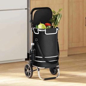 vidaXL Καρότσι Αγορών Μαύρο 36.5 x 46.5 x 100.5 εκ Ύφασμα Oxford