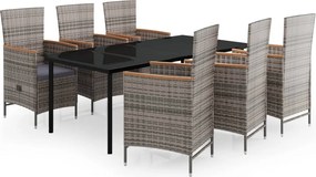 vidaXL Σετ Τραπεζαρίας Κήπου 7 Τεμαχίων Γκρι με Μαξιλάρια