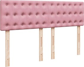 vidaXL Κρεβάτι Boxspring με Στρώμα Ροζ 140x200 εκ. Βελούδινο