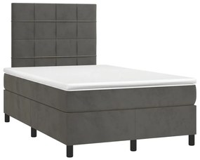 ΚΡΕΒΑΤΙ BOXSPRING ΜΕ ΣΤΡΩΜΑ &amp; LED ΣΚ. ΓΚΡΙ 120X200ΕΚ. ΒΕΛΟΥΔΙΝΟ 3136114