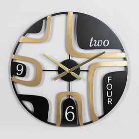 Ρολόι Τοίχου 753-13016 60x4,5x60cm Black-Gold Estheti Home Ξύλο,Μέταλλο