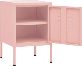 vidaXL Κομοδίνο Ροζ 35 x 35 x 51 εκ. από Ατσάλι