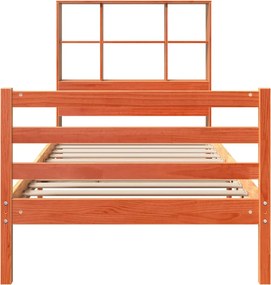 vidaXL Κρεβάτι Βιβλιοθήκη Χωρίς Στρώμα Καφέ 75x190 εκ Μασίφ Πεύκο