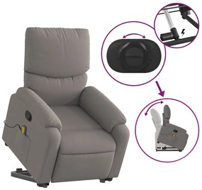 vidaXL Πολυθρόνα Μασάζ Ανακλινόμενη με Ανύψωση Taupe Υφασμάτινη