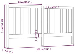 vidaXL Κεφαλάρι Κρεβατιού Μαύρο 186 x 4 x 100 εκ. Μασίφ Ξύλο Πεύκου