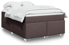 vidaXL Κρεβάτι Boxspring με Στρώμα Σκούρο Καφέ 160x200 εκ Υφασμάτινο