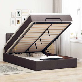 vidaXL Οθωμανικό κρεβάτι με στρώμα &amp; LEDs Σκούρο καφέ 120x200cm Ύφασμα