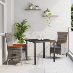 vidaXL Καρέκλες Εξωτερικού Χώρου με μαξιλάρι 3 pcs Γκρι Σκούρο γκρι