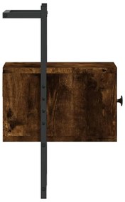 vidaXL Κομοδίνα Επιτοίχια 2 τεμ. Καπνιστή Δρυς 35x30x51 εκ Επεξ. Ξύλο