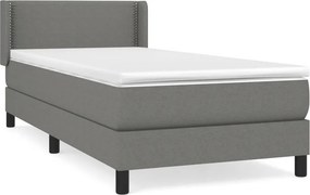 vidaXL Κρεβάτι Boxspring με Στρώμα Σκούρο Γκρι 90x200 εκ. Υφασμάτινο