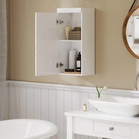 HOMCOM Δίριχτο Ντουλάπι Μπάνιου, Έπιπλο Μπάνιου, Επιτοίχιο, Μοριοσανίδα, MDF, Λευκό