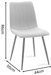 Καρέκλα Noor γκρι βελούδο-πόδι μαύρο μέταλλο 44x55x86εκ 44x55x86 εκ.