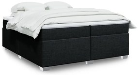 vidaXL Κρεβάτι Boxspring με Στρώμα Μαύρο 200x200 εκ. Υφασμάτινο