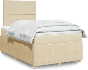 vidaXL Κρεβάτι Boxspring με Στρώμα Κρεμ 120x190 εκ. Υφασμάτινο